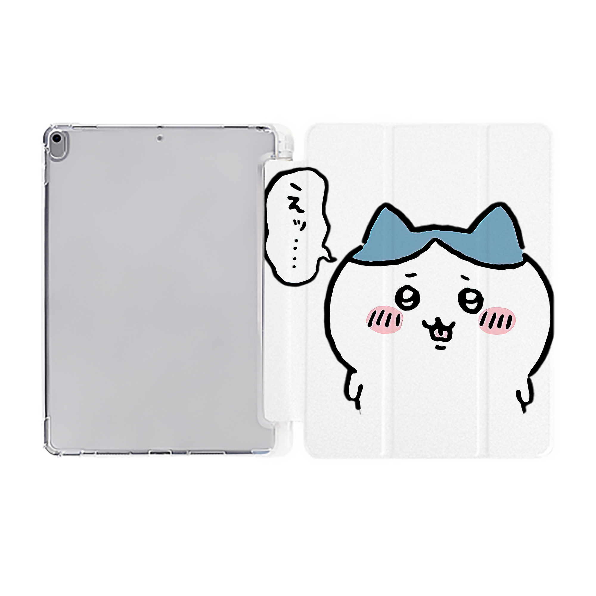 （画像用） ちいかわ ハチワレ Chii-kawa hachiware IPad ケース ペン収納付き 三つ折りスタンド PUレザー×シリコン 対応機種9.5/10.5/10.9インチ